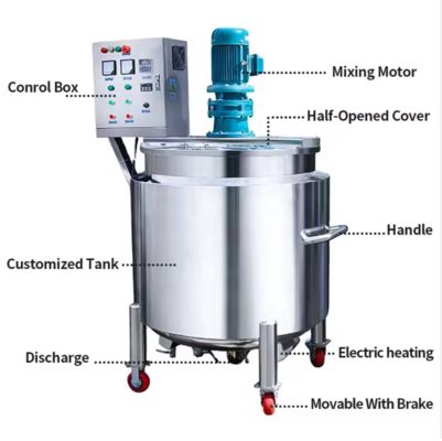 अच्छी कीमत क्रीम कॉस्मेटिक खाद्य पदार्थों के लिए एगीगेटर के साथ 100L स्टेनलेस स्टील मिक्सिंग टैंक ऑनलाइन